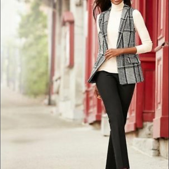 Talbots Black & White Houndstooth Plaid Vest - Picture 12 of 12